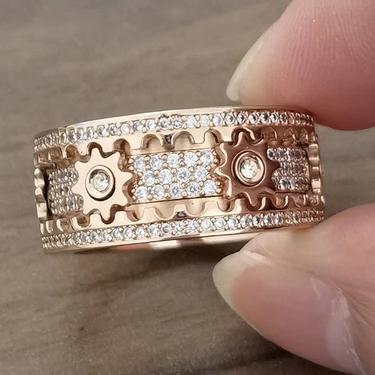 Gear Ring Luxury Rose Gold Silver Color from Odditygadget at $24.97