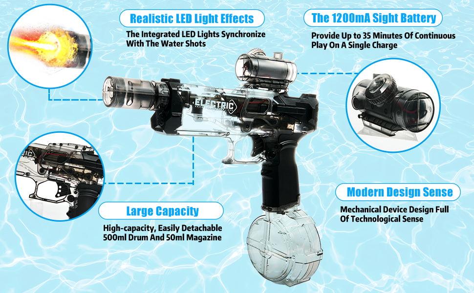 Ultimate Battle Blaster Electric Water Gun with Realistic Muzzle Flame at $34.97 from Odditygadget
