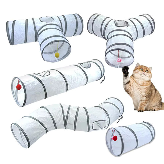 Collapsible Tube Cat Tunnel Toys Hanging Balls Foldable Cat Cave at $19.97 from Odditygadget