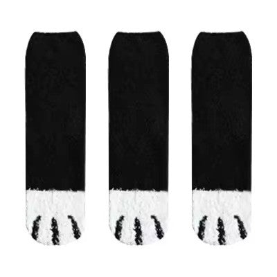 3pairs Cute Cat Paw Socks Women Winter Stretch Contrast Color from odditygate at 14.97