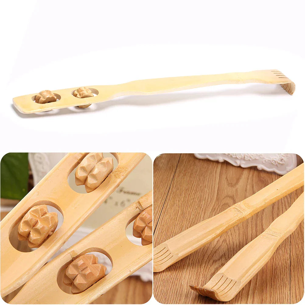 Bamboo Massager Back Scratcher With Body Roller Stick from Odditygadget at $8.95