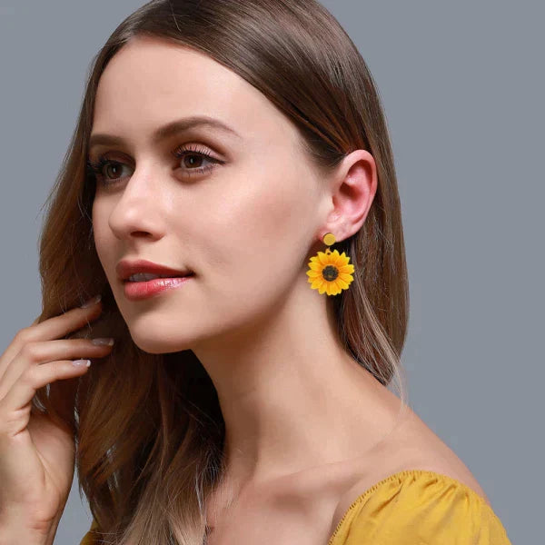 Bright & Refreshing Yellow Sunflower Earrings from Odditygadget at $12.97