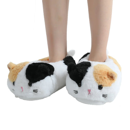 Unisex New Cotton Slippers Cute Cat face Fluffy Fur Slippers from Odditygadget at $29.99