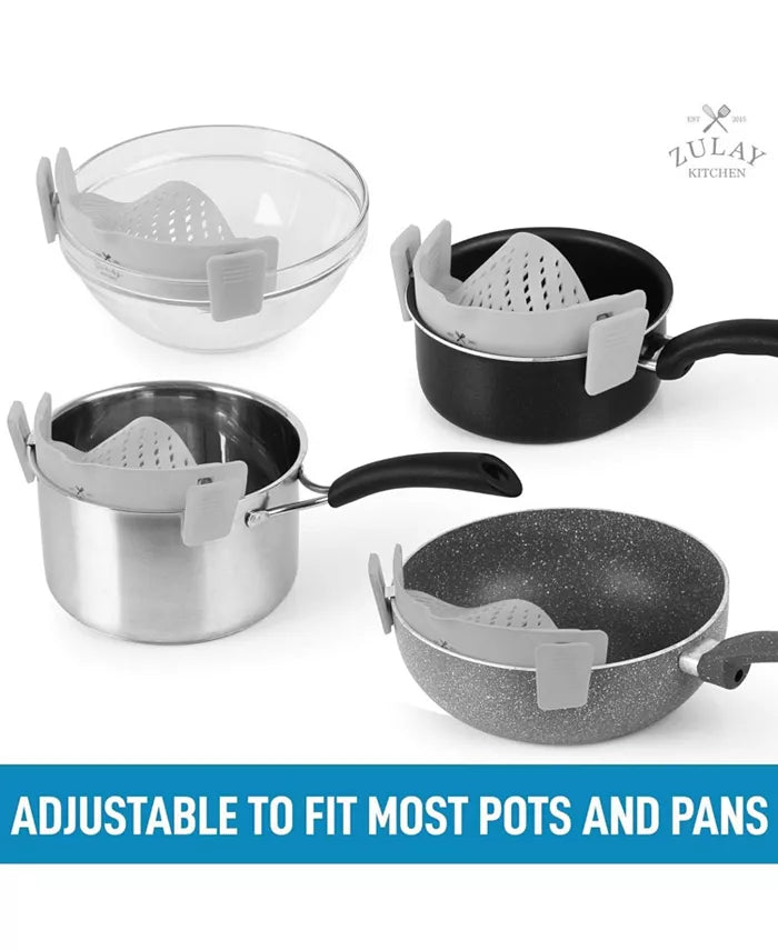 Adjustable Clip On Silicone Pot Strainer For Most Pots & Pans from Odditygadget at $11.97