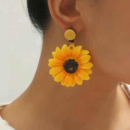 Bright & Refreshing Yellow Sunflower Earrings from Odditygadget at $12.97