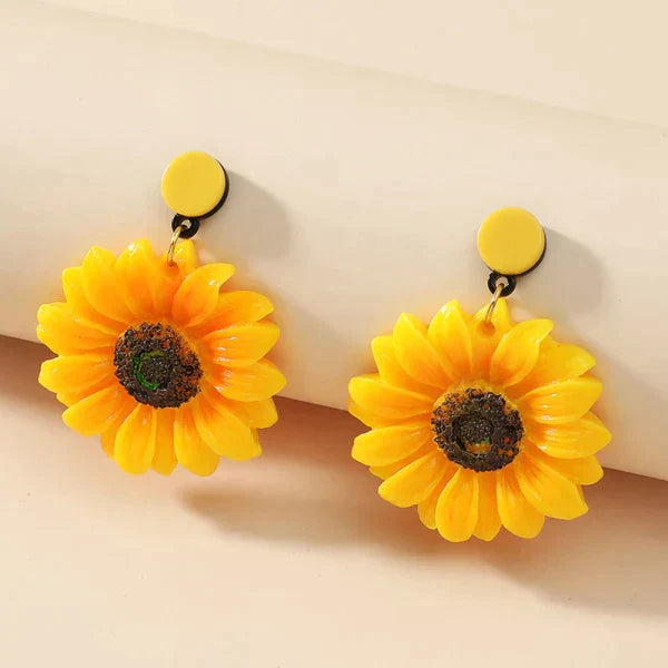 Bright & Refreshing Yellow Sunflower Earrings from Odditygadget at $12.97