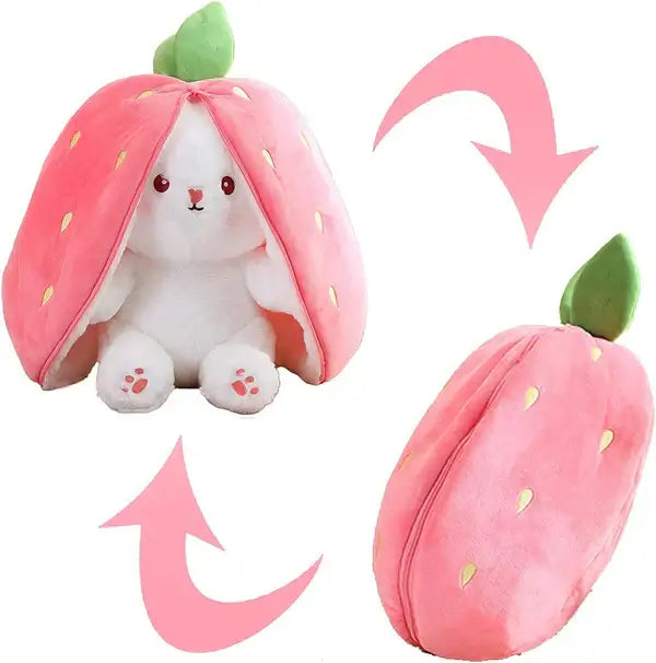 Cute Rabbit Doll Carrot Strawberry Plush Pillow Transform to Bunny from Odditygadget at $12.97