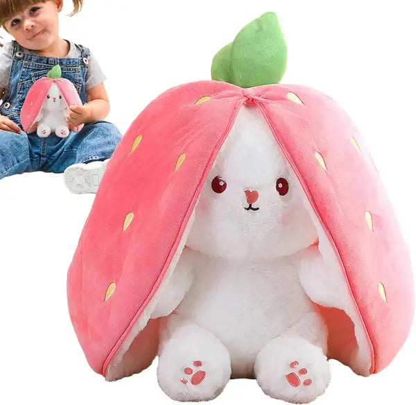 Cute Rabbit Doll Carrot Strawberry Plush Pillow Transform to Bunny from Odditygadget at $12.97