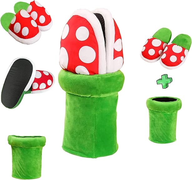 Plants Plush Slippers Loafer with Pipe Pot Holder