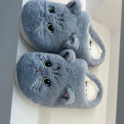 Unisex New Cotton Slippers Cute Cat face Fluffy Fur Slippers from Odditygadget at $29.99