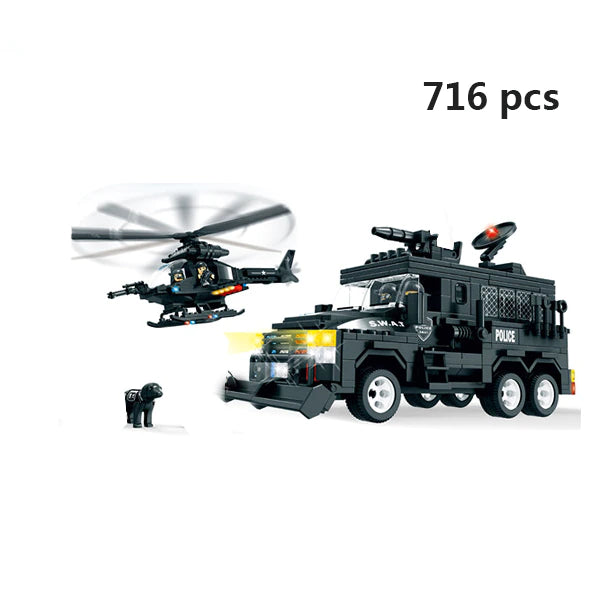 Police Building Blocks SWAT Team Helicopters Trucks from Odditygadget at $28.47