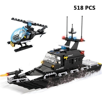 Police Building Blocks SWAT Team Helicopters Trucks from Odditygadget at $46.47