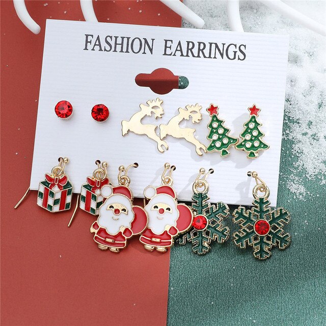 Christmas Drop Earrings Set for Women Santa Claus from Odditygadget at $14.99