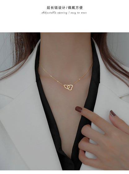 Double Heart Pendant Necklace from Odditygadget at $14.97