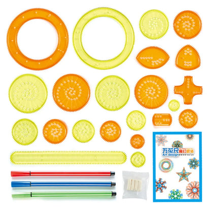 27Pcs Spirograph Drawing Set Interlocking Gears Wheels from Odditygadget at $19.97