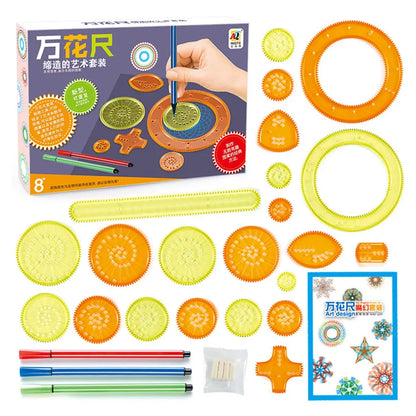 27Pcs Spirograph Drawing Set Interlocking Gears Wheels from Odditygadget at $19.97