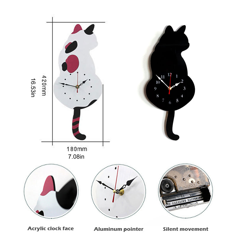 Nordic Cat Wagging Tail Wall Clock from Odditygadget at $34.97