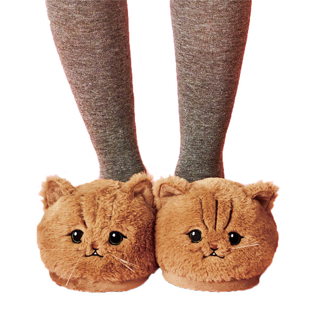 Unisex New Cotton Slippers Cute Cat face Fluffy Fur Slippers from Odditygadget at $29.99