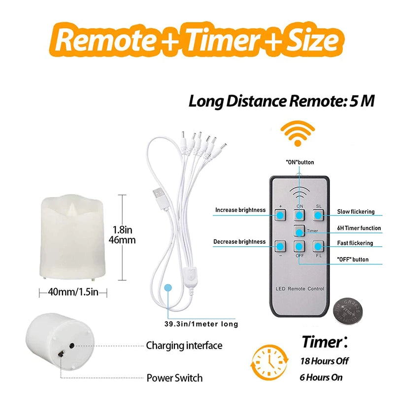 Rechargeable LED Candles Timer Remote Flameless Flickering from Odditygadget at $32.47