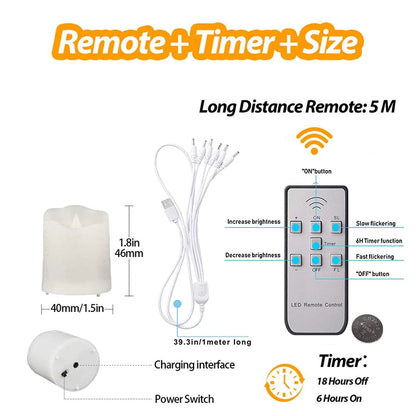 Rechargeable LED Candles Timer Remote Flameless Flickering from Odditygadget at $32.47