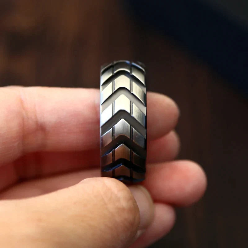 Stainless Steel Motorcycle Tire Fidget Ring from Odditygadget at $29.47