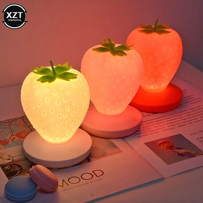 LED Strawberry Lamp for Bedroom Silicon Touch-Sensor USB Rechargeable from Odditygadget at $24.97