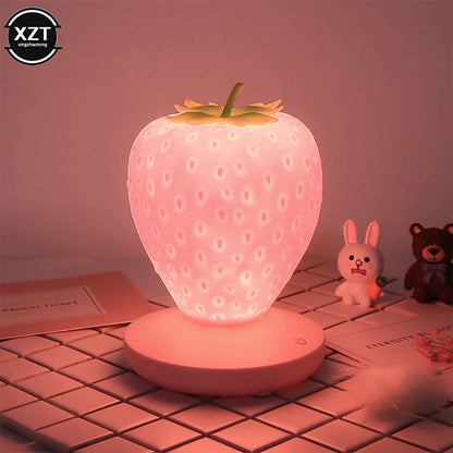 LED Strawberry Lamp for Bedroom Silicon Touch-Sensor USB Rechargeable from Odditygadget at $24.97