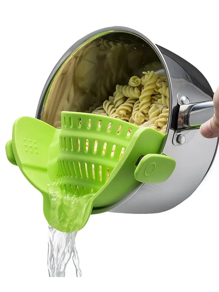 Universal Silicone Clip on Pan Pot Strainer Anti Spill Pasta Pot from Odditygadget at $11.97