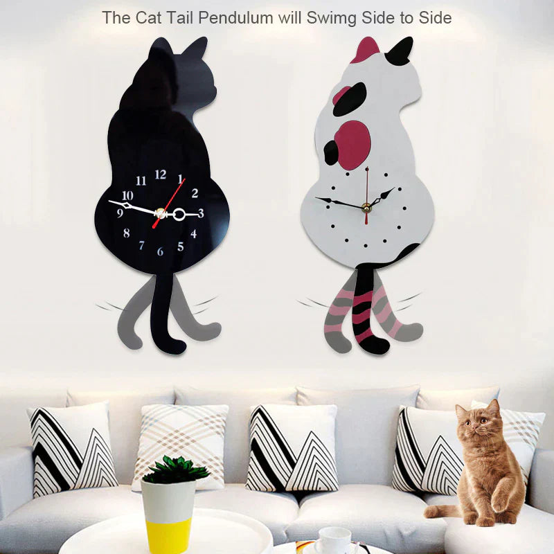 Nordic Cat Wagging Tail Wall Clock from Odditygadget at $34.97