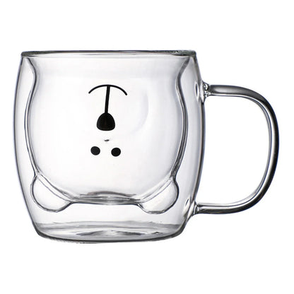 280ML Double Glass Cup Coffee Mug Bear Cat Dog Animal Transparent from Odditygadget at $14.97