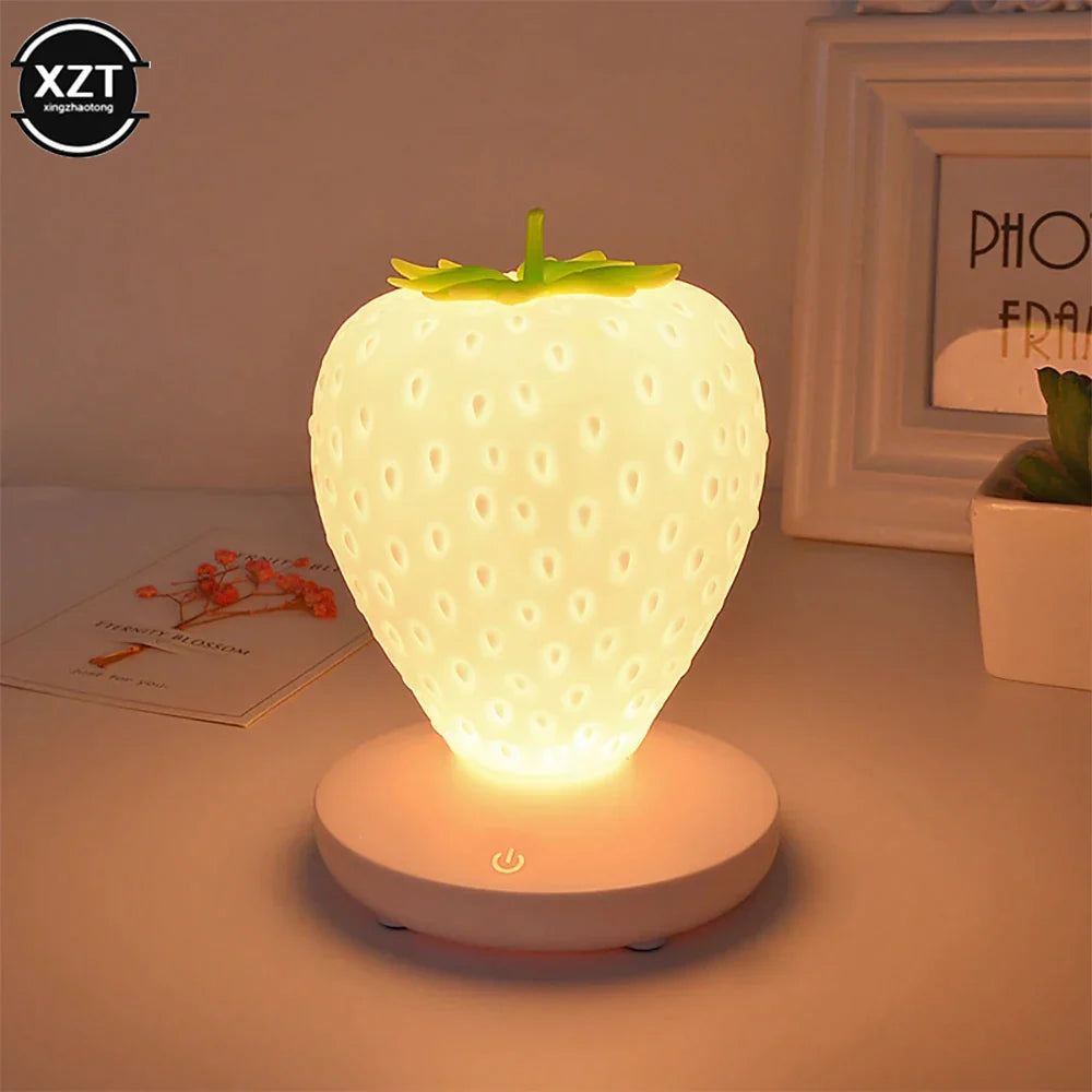 LED Strawberry Lamp for Bedroom Silicon Touch-Sensor USB Rechargeable from Odditygadget at $24.97