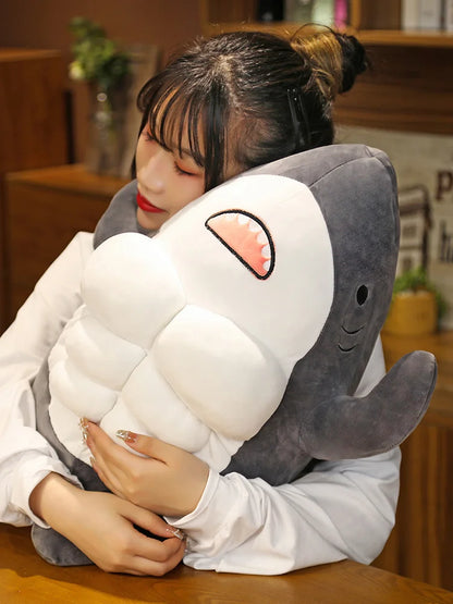 Muscle Shark Plush Doll Strong Animal Pillow from Odditygadget at $24.97