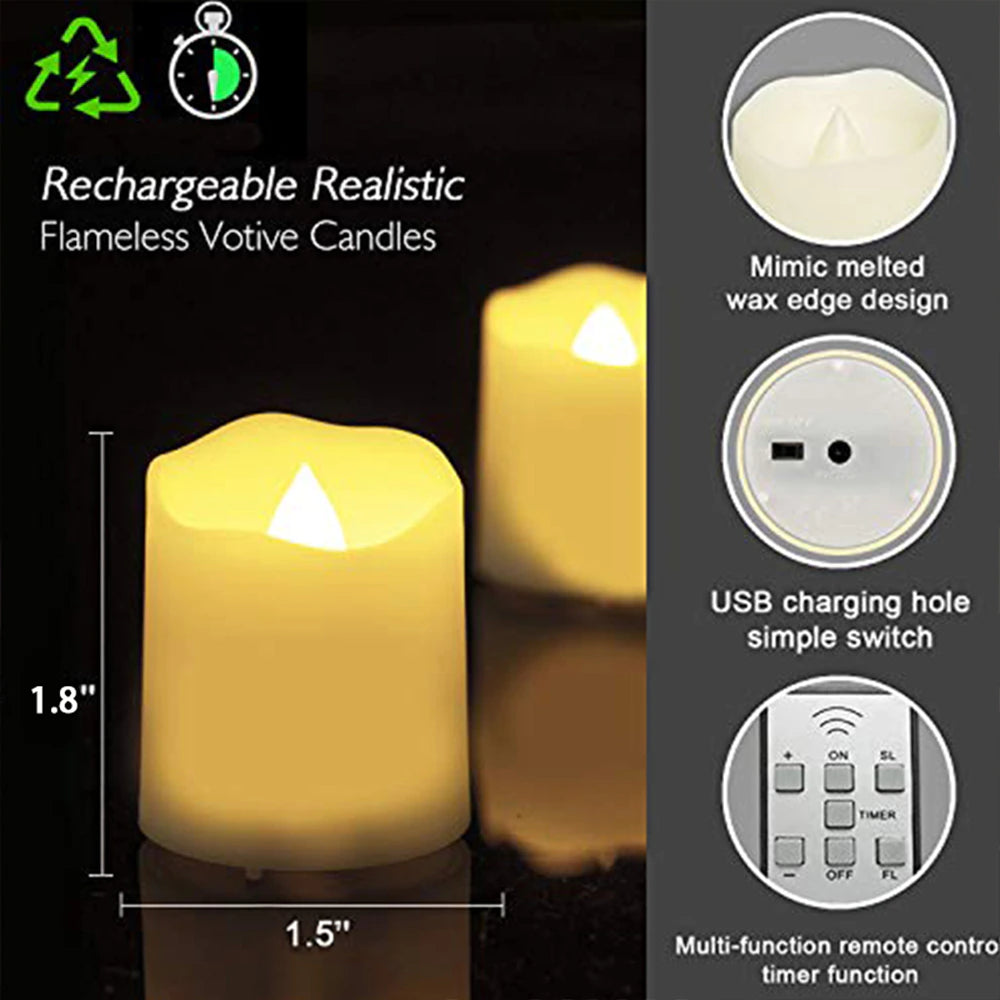 Rechargeable LED Candles Timer Remote Flameless Flickering from Odditygadget at $32.47