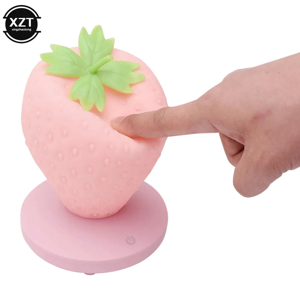 LED Strawberry Lamp for Bedroom Silicon Touch-Sensor USB Rechargeable from Odditygadget at $24.97