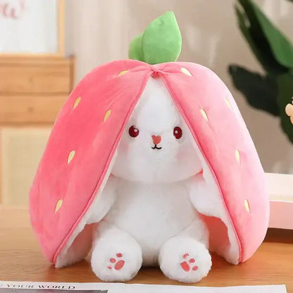 Cute Rabbit Doll Carrot Strawberry Plush Pillow Transform to Bunny from Odditygadget at $12.97