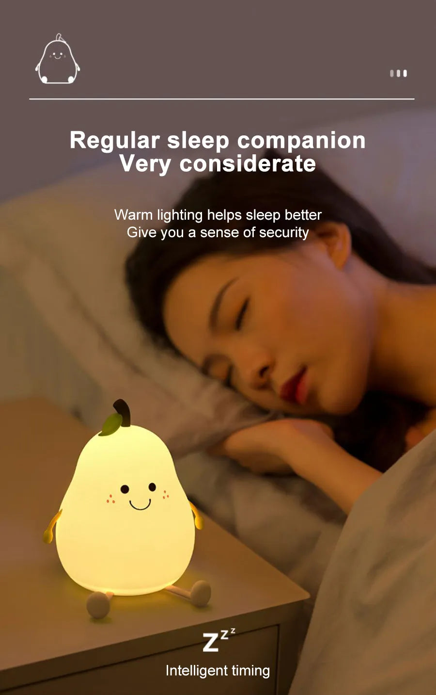 LED Pear Fruit Silicone Night Light 7 Colors Dimming Touch USB Rechargeable Lamp from Odditygadget at $24.97