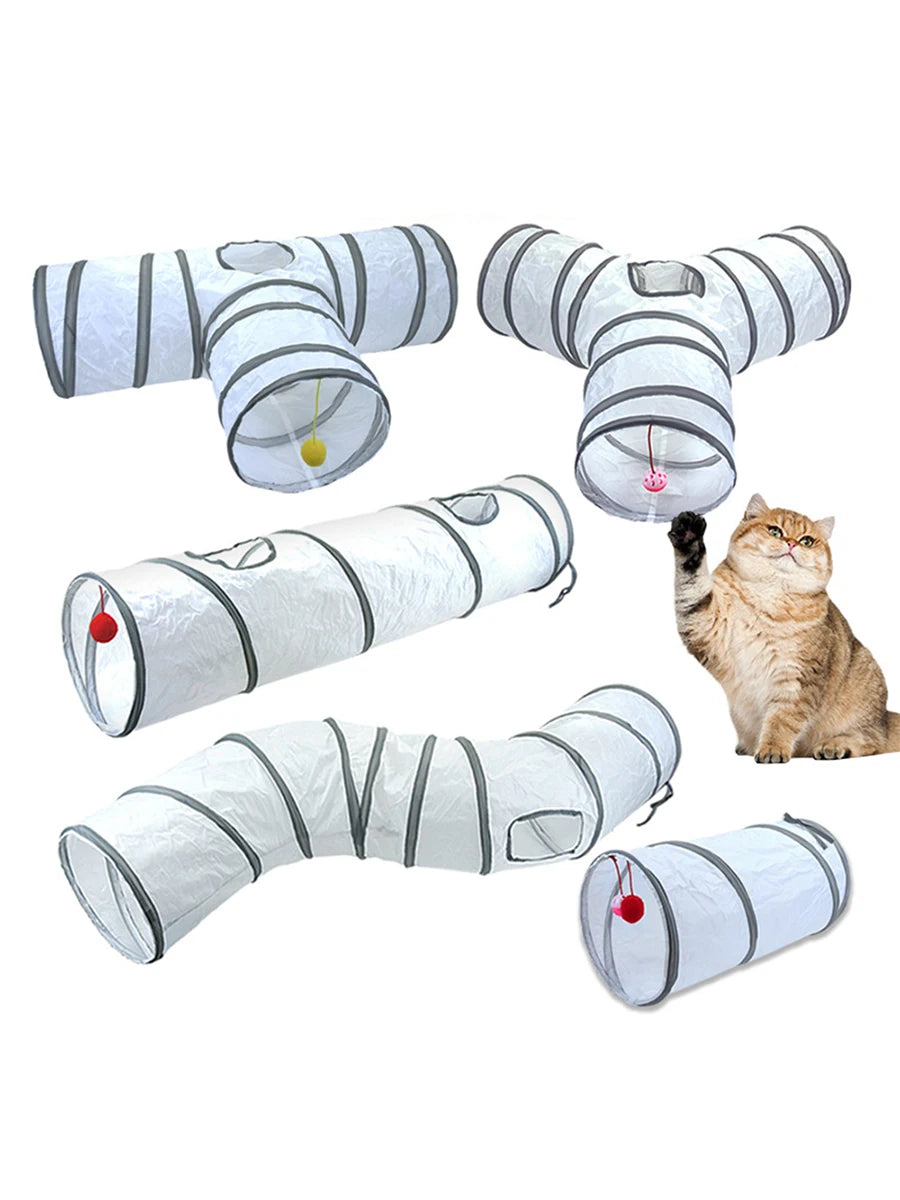 Cat Tunnel Toys Hanging Balls Foldable Cat Cave from odditygadget at 14.97