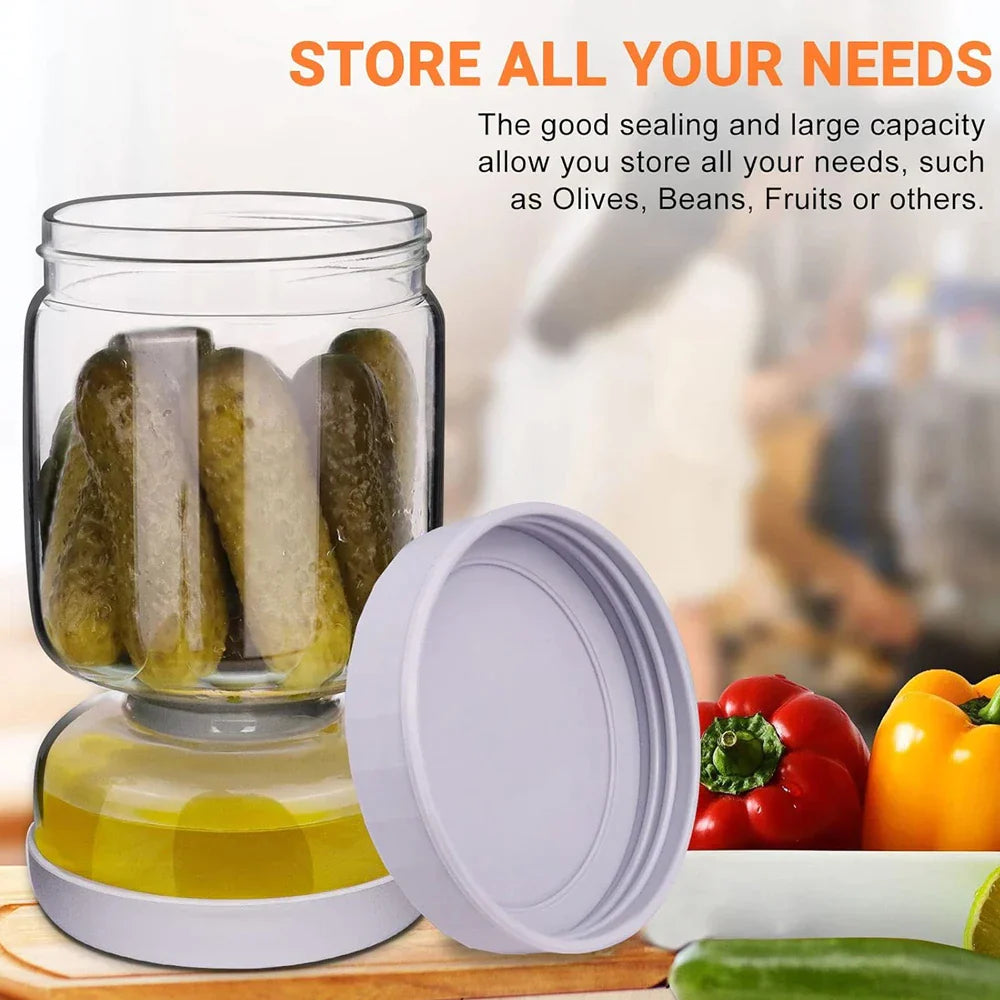 Hourglass Pickle Flip Jar Pickle and Olives Juice Wet and Dry Separator Food Container from Odditygadget at $15.97