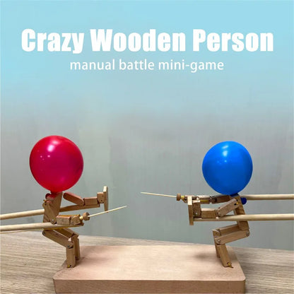 Balloon Bamboo Man Battle Handmade Wooden Fencing Puppets from Odditygadget at $19.97