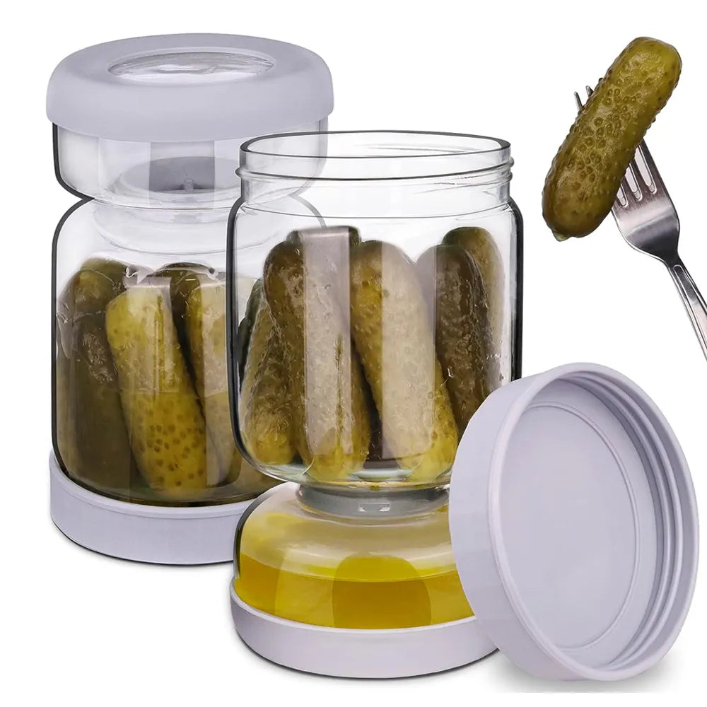 Hourglass Pickle Flip Jar Pickle and Olives Juice Wet and Dry Separator Food Container from Odditygadget at $15.97