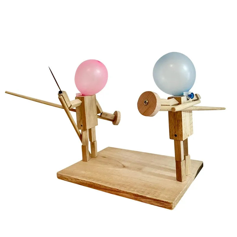 Balloon Bamboo Man Battle Handmade Wooden Fencing Puppets from Odditygadget at $19.97