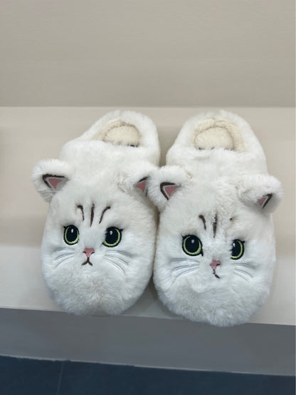 Unisex New Cotton Slippers Cute Cat face Fluffy Fur Slippers from Odditygadget at $29.99