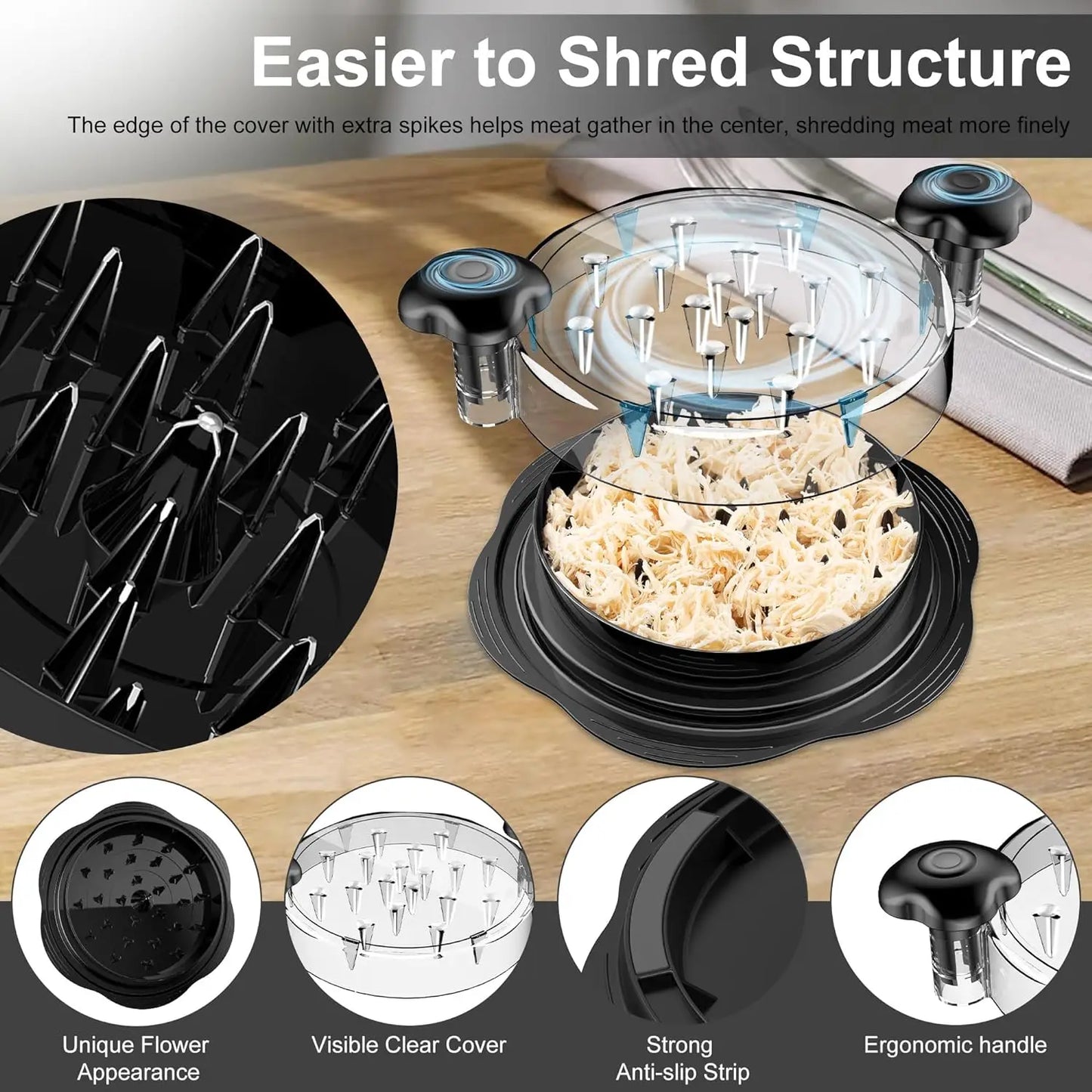 Chicken Shredder with Clear Lid Efficient Non-Slip Meat Shredder from Odditygadget at $19.97