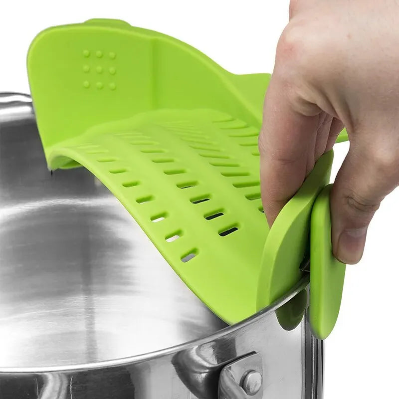 Universal Silicone Clip on Pan Pot Strainer Anti Spill Pasta Pot from Odditygadget at $11.97