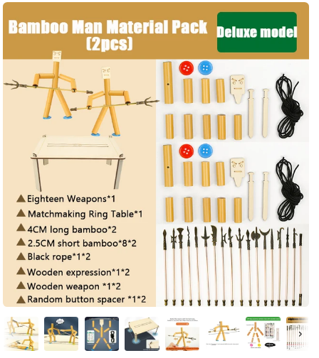 DIY Small Bamboo Man Two Player Battle Fun Interactive Party Game from Odditygadget at $19.97