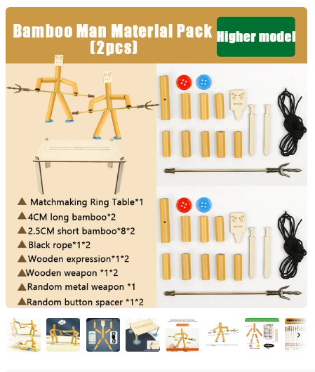 DIY Small Bamboo Man Two Player Battle Fun Interactive Party Game from Odditygadget at $19.97