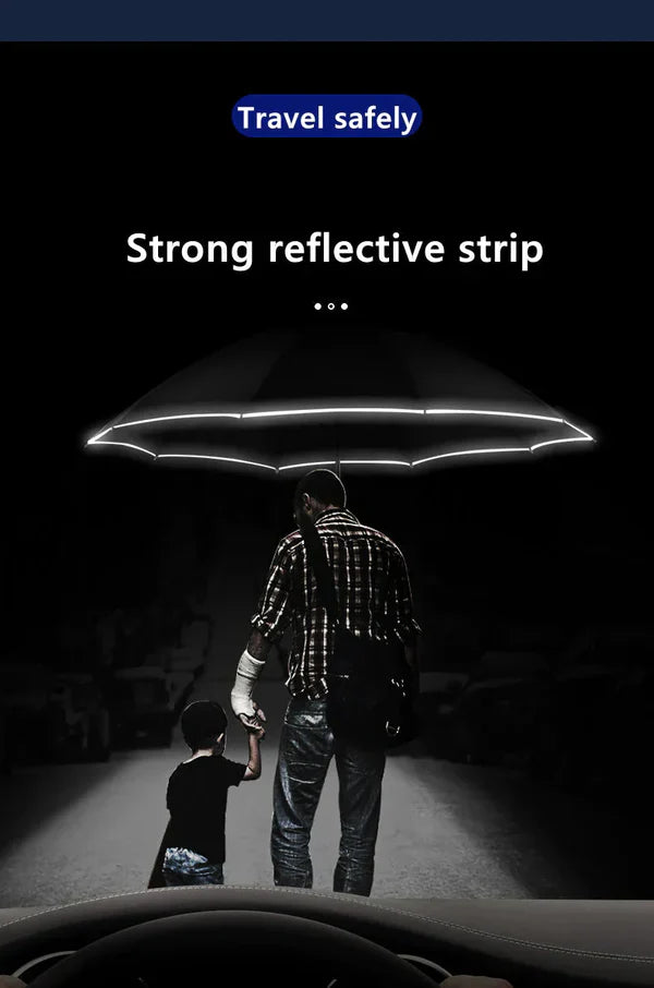 REFLECTIVE STRIPE REVERSE LED LIGHT AUTOMATIC UMBRELLA from Odditygadget at $34.97